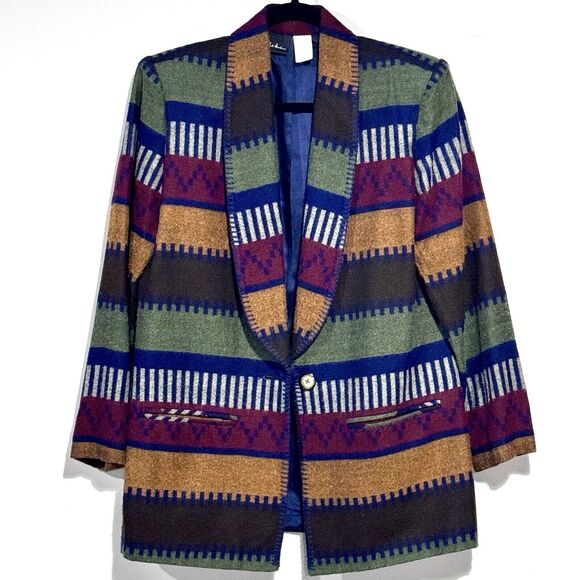 ANTHONY MARK HANKINS Boho Southwestern Blazer Size 8 Vintage Whipstitch‎ Trim - Picture 4 of 12